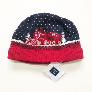 NWT Janie and Jack Boys Train Sweater Hat Navy & Red Size 12-24 Mos Brand New!